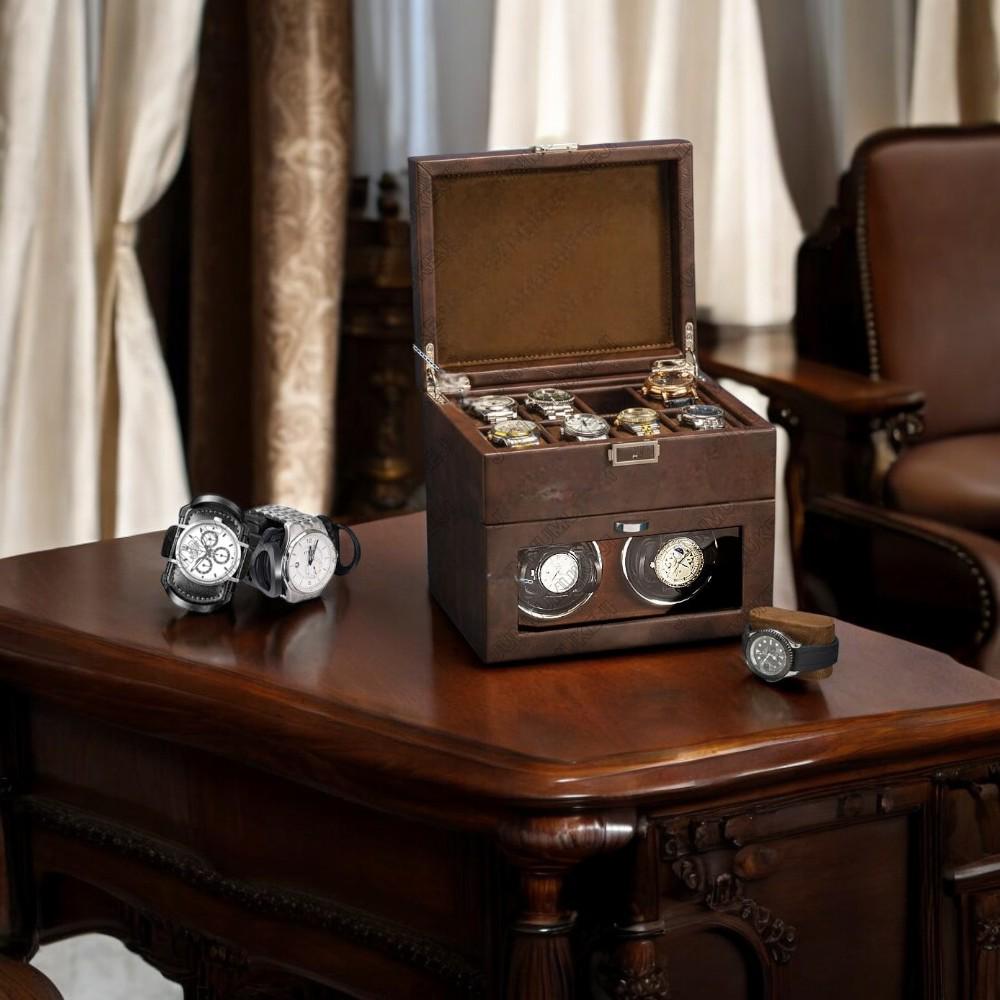 Luxury 6-Watch Winder Box with LED Light & Ultra-Quiet Motor β Automatic Watch Storage Solution - My Store