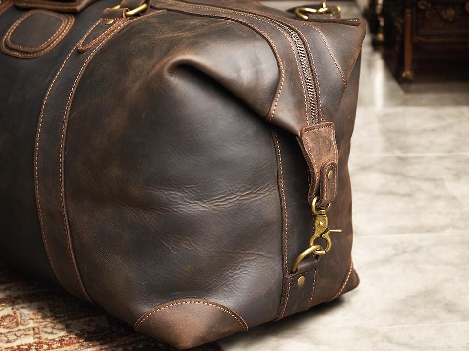 Men’s Leather Duffle Bag – Luxury Eco-Friendly Travel Weekender | Anti-Theft Carry-On, Gift for Father’s Day, Christmas or Groomsmen - My Store
