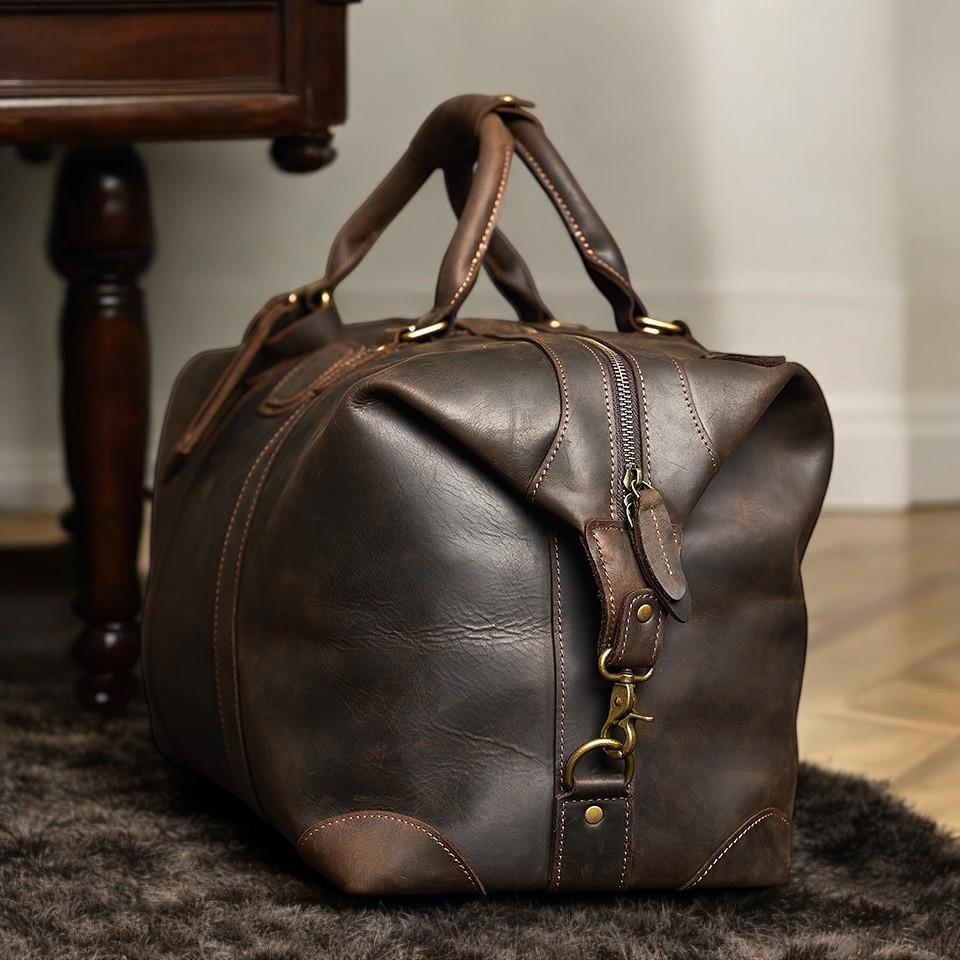 Men’s Leather Duffle Bag – Luxury Eco-Friendly Travel Weekender | Anti-Theft Carry-On, Gift for Father’s Day, Christmas or Groomsmen - My Store