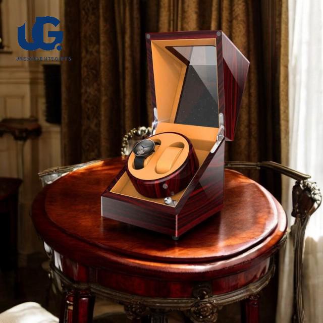 Double Watch Winder – 2 Slot Wood & Leather Box, Silent Motor, Open-Stop Function, Safe Storage for Collectors - My Store