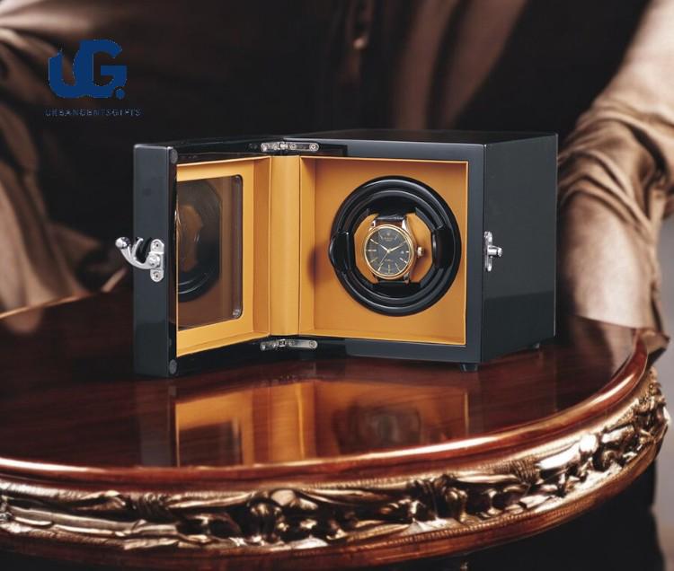 High-Quality Automatic Watch Winder Safe β Single Watch Winder Box with Open-Stop Feature, Leather & Wood Design - My Store