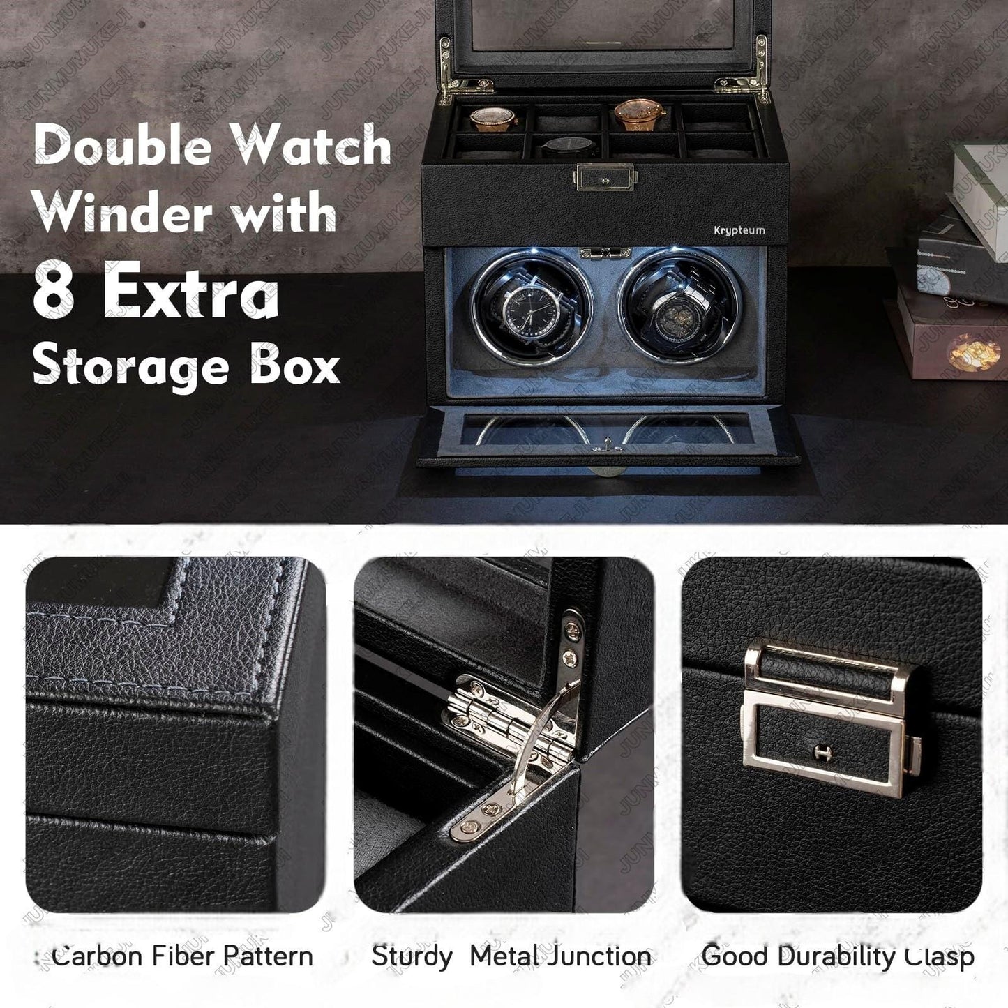 Luxury 6-Watch Winder Box with LED Light & Ultra-Quiet Motor β Automatic Watch Storage Solution - My Store