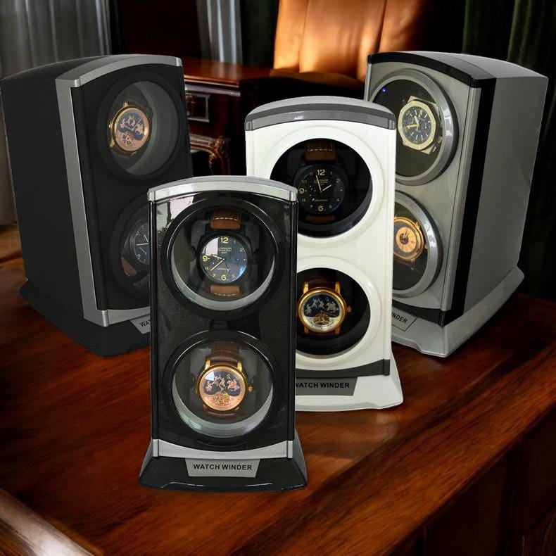 Double Watch Winder - Silent Automatic Rotating Mechanical Watch Winder Storage Box for Men’s Watches" - My Store
