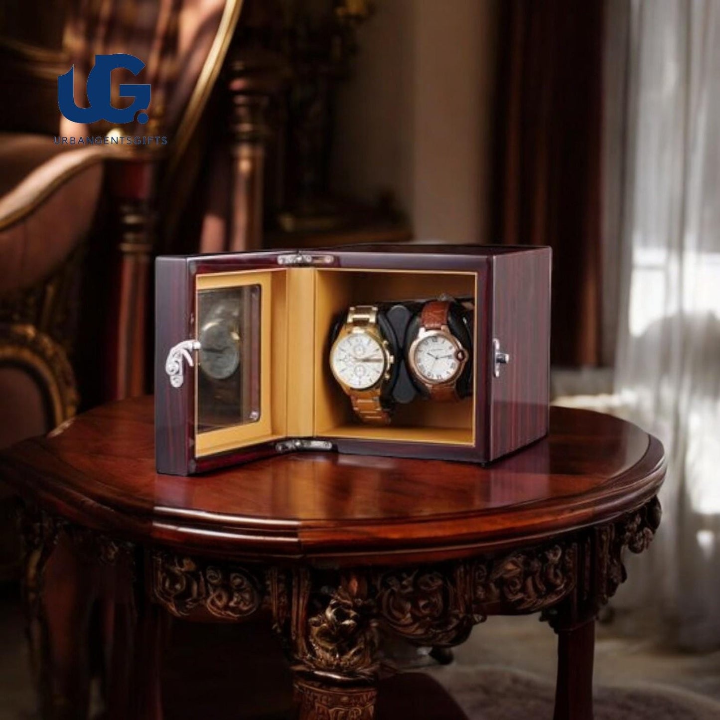 High-Quality Automatic Watch Winder Safe β Single Watch Winder Box with Open-Stop Feature, Leather & Wood Design - My Store