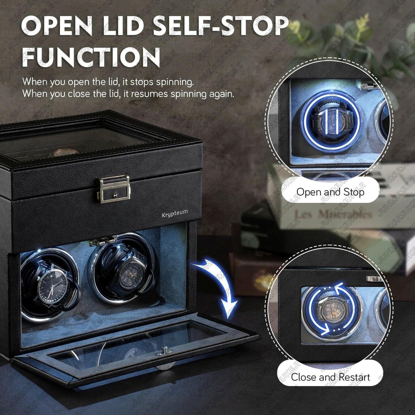 Luxury 6-Watch Winder Box with LED Light & Ultra-Quiet Motor β Automatic Watch Storage Solution - My Store