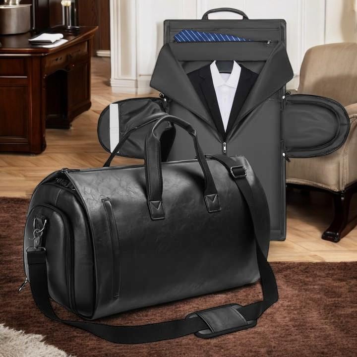 Leather Travel Bag - Men’s Business Suit Duffel, Stylish and Durable Luggage for Traveling in Elegance - My Store