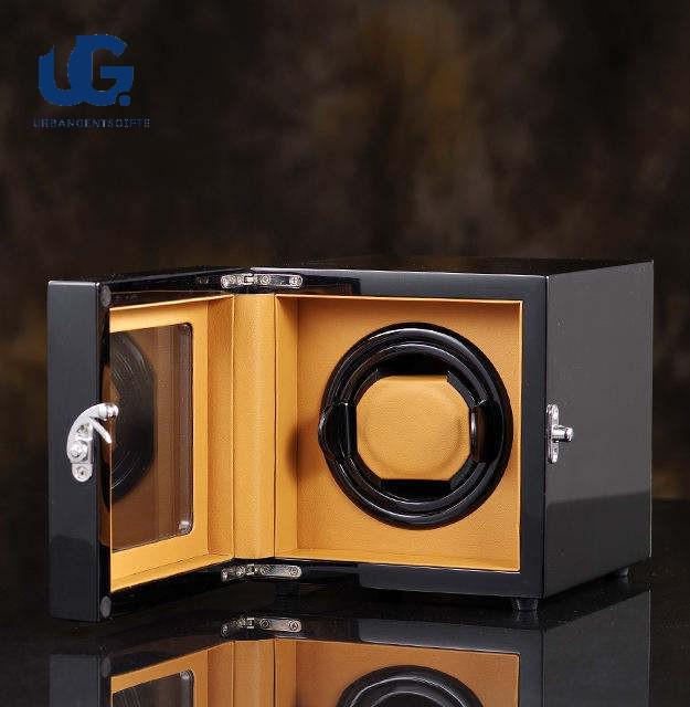 High-Quality Automatic Watch Winder Safe β Single Watch Winder Box with Open-Stop Feature, Leather & Wood Design - My Store