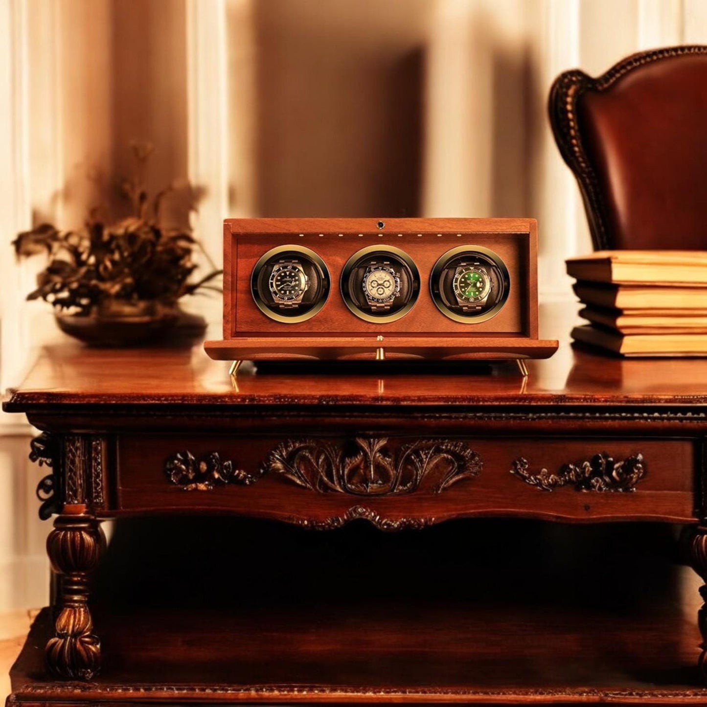 Luxury Solid Wood Watch Winder β Silent Automatic Rotator for 1-4 Mechanical Watches | LED Display Storage Case for Collectors & Gifts - My Store