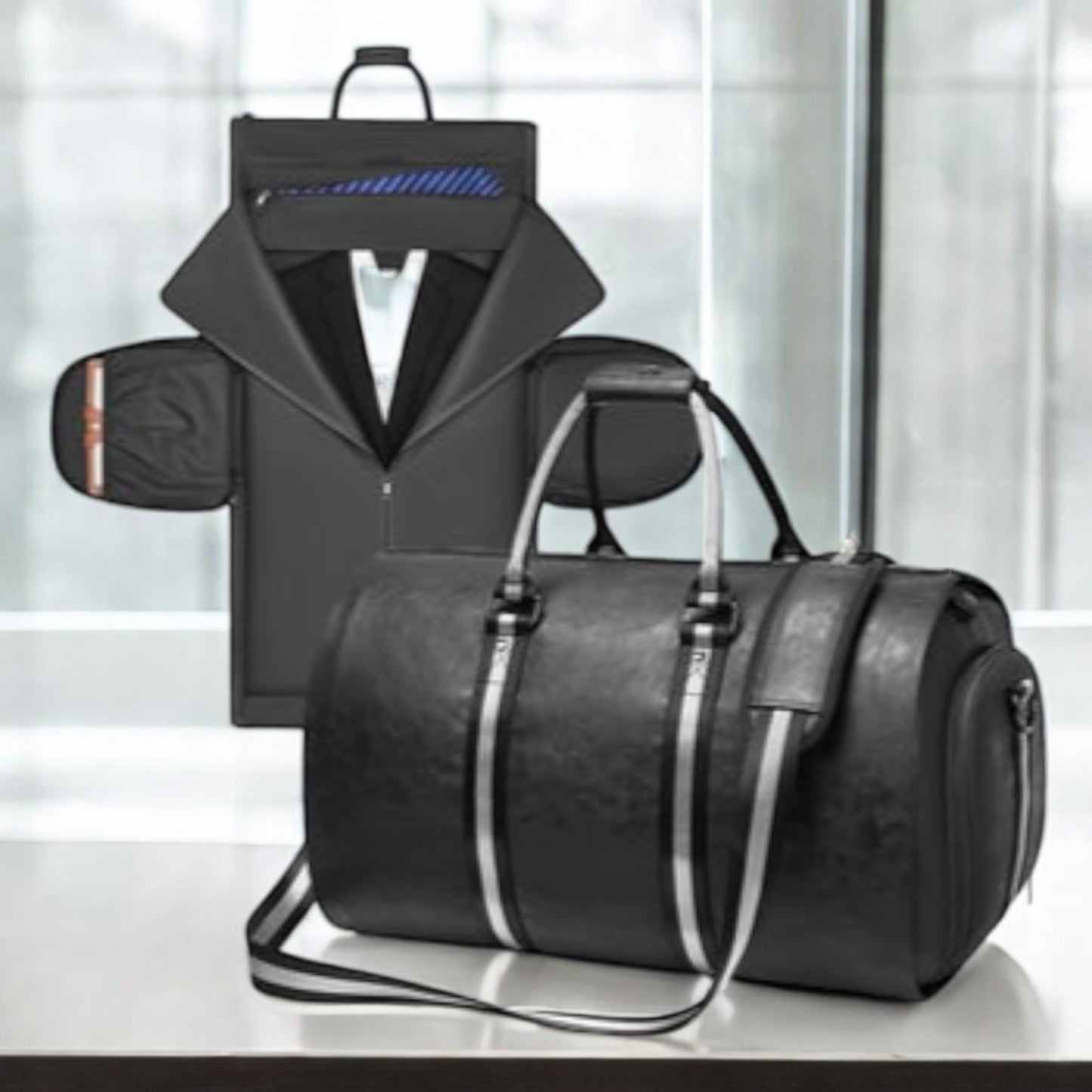 Leather Travel Bag - Men’s Business Suit Duffel, Stylish and Durable Luggage for Traveling in Elegance - My Store