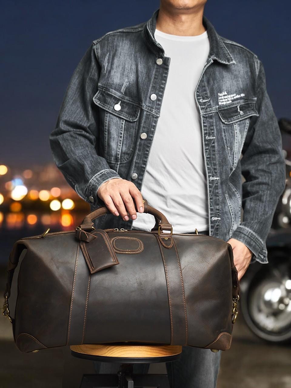 Men’s Leather Duffle Bag – Luxury Eco-Friendly Travel Weekender | Anti-Theft Carry-On, Gift for Father’s Day, Christmas or Groomsmen - My Store