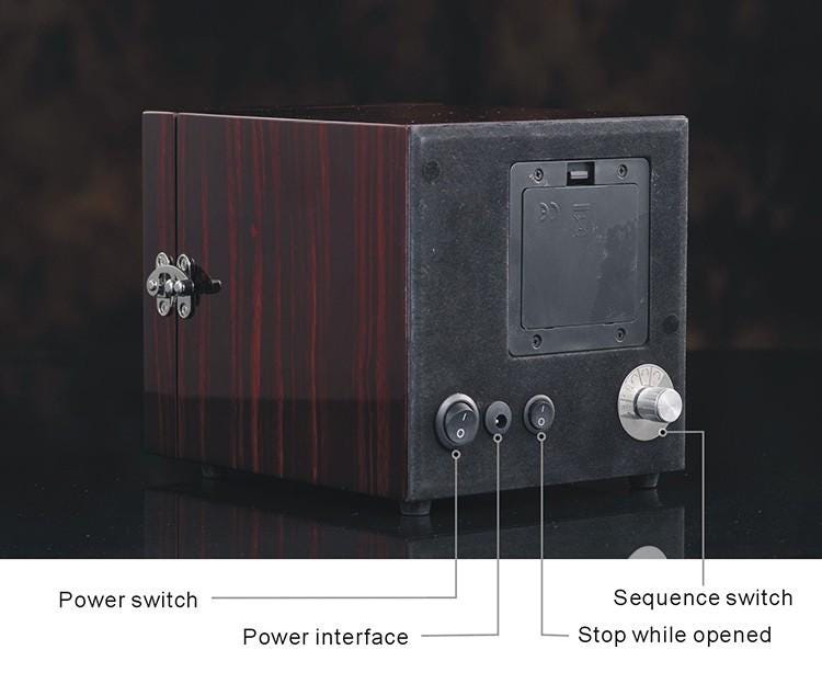 High-Quality Automatic Watch Winder Safe β Single Watch Winder Box with Open-Stop Feature, Leather & Wood Design - My Store