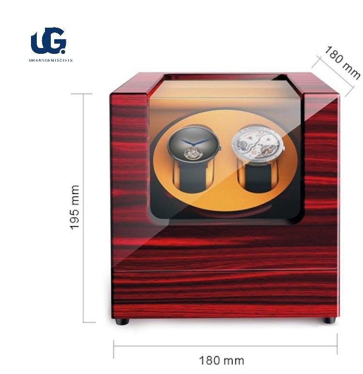 Double Watch Winder – 2 Slot Wood & Leather Box, Silent Motor, Open-Stop Function, Safe Storage for Collectors - My Store