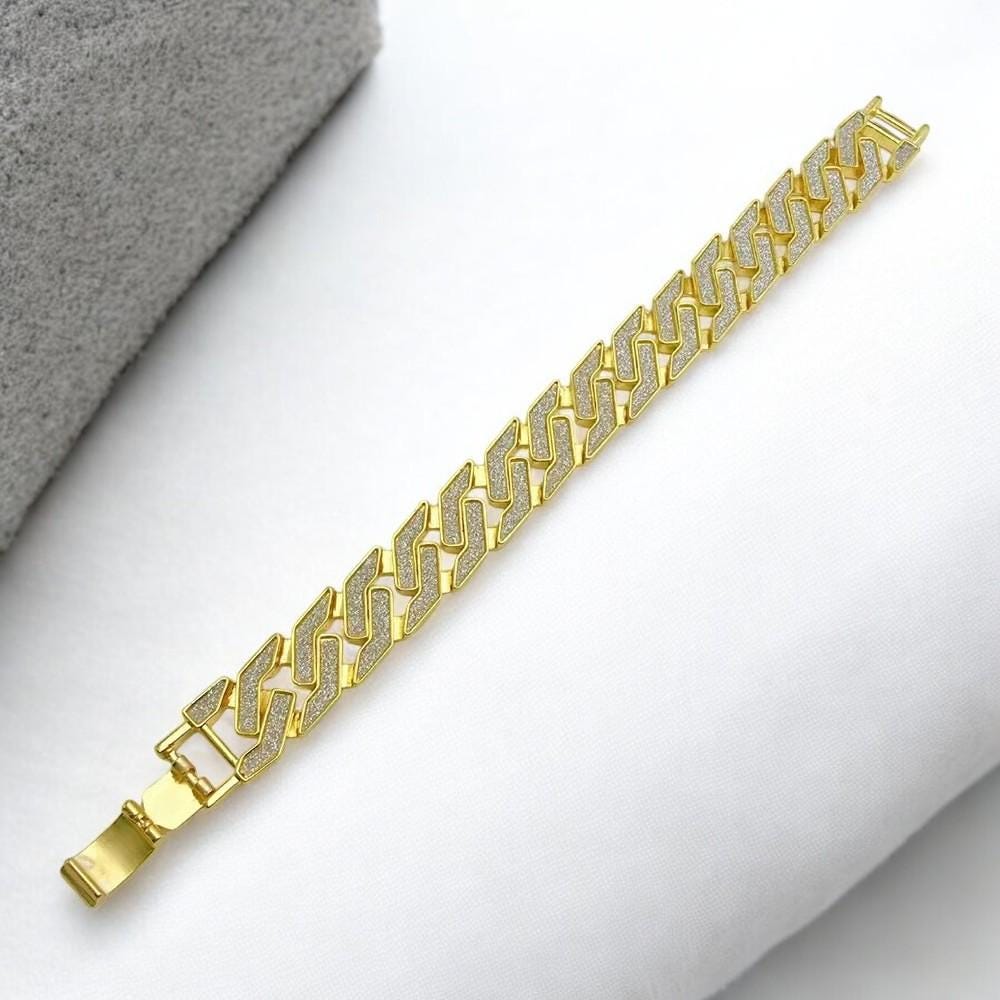 Luxury Diamond Curb Bracelet & Cuban Link Quartz Watch Set - My Store