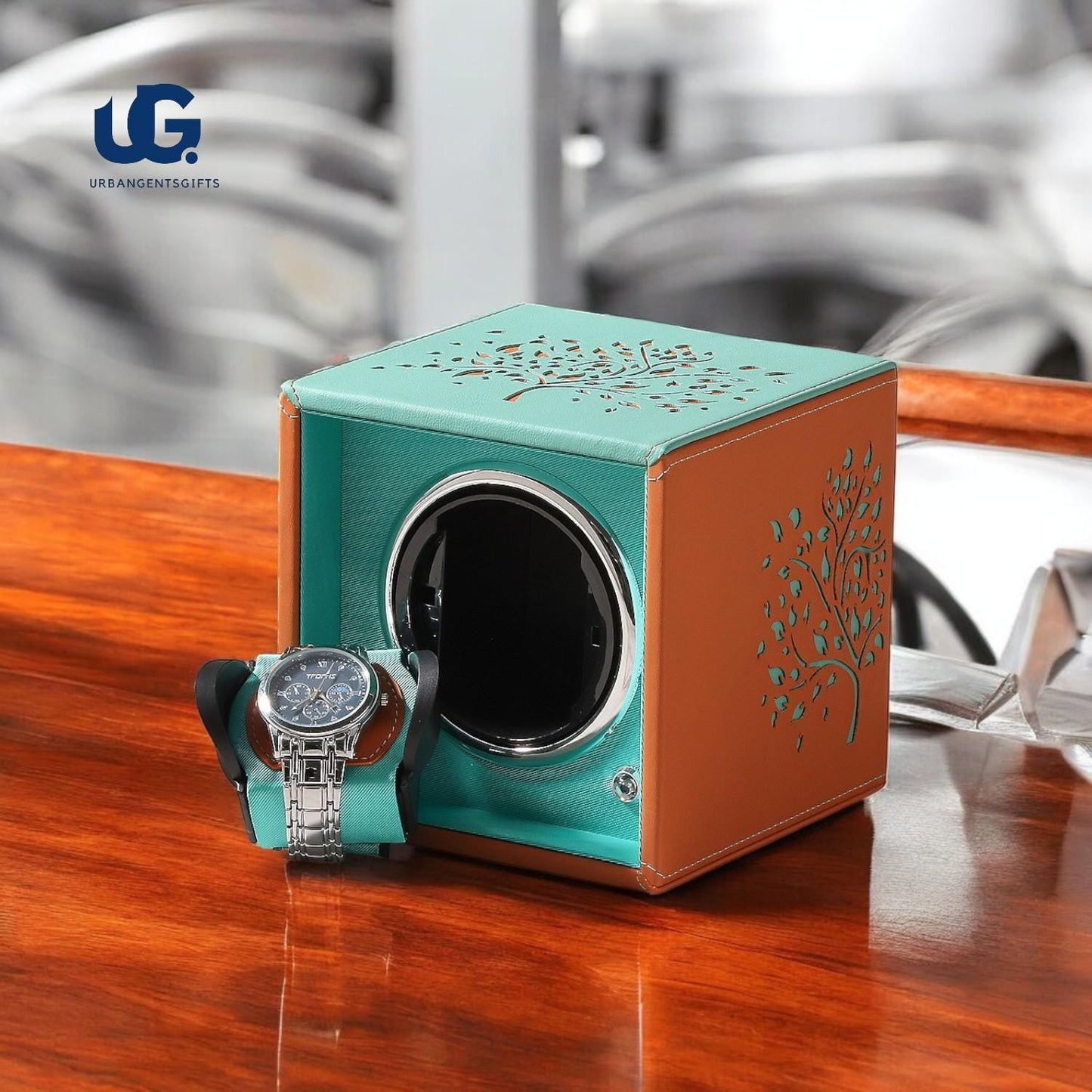 Automatic Watch Winder – Silent Mabuchi Motor | Compact Tech Watch Case with Charger Tiffany Blue Colour - My Store