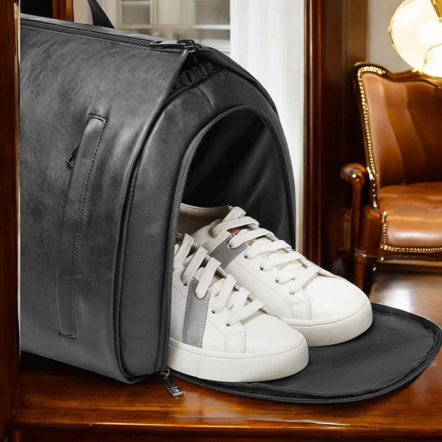 Leather Travel Bag - Men’s Business Suit Duffel, Stylish and Durable Luggage for Traveling in Elegance - My Store