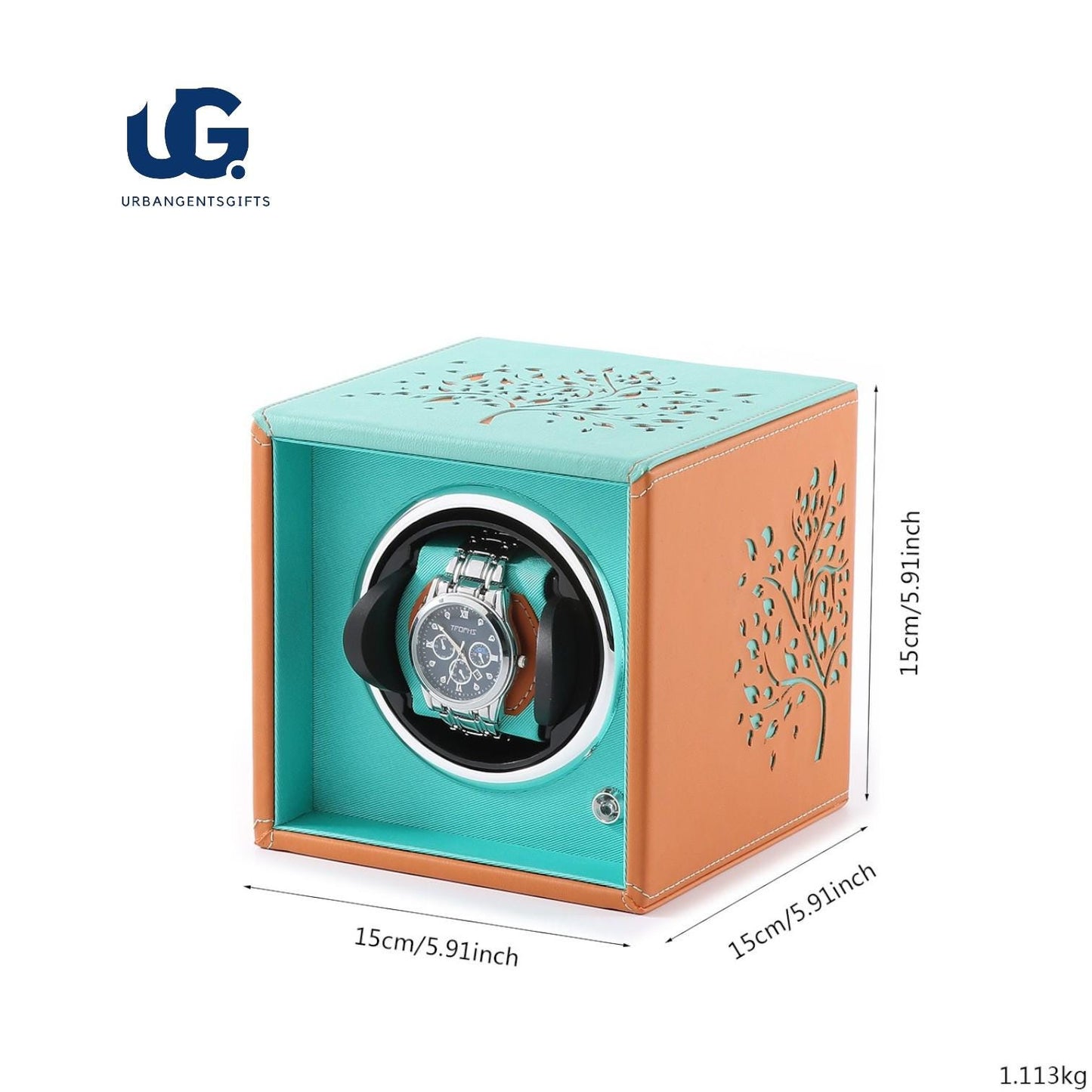 Automatic Watch Winder – Silent Mabuchi Motor | Compact Tech Watch Case with Charger Tiffany Blue Colour - My Store