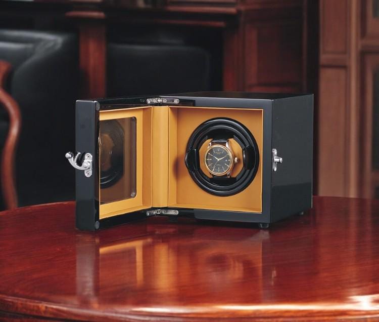 High-Quality Automatic Watch Winder Safe β Single Watch Winder Box with Open-Stop Feature, Leather & Wood Design - My Store