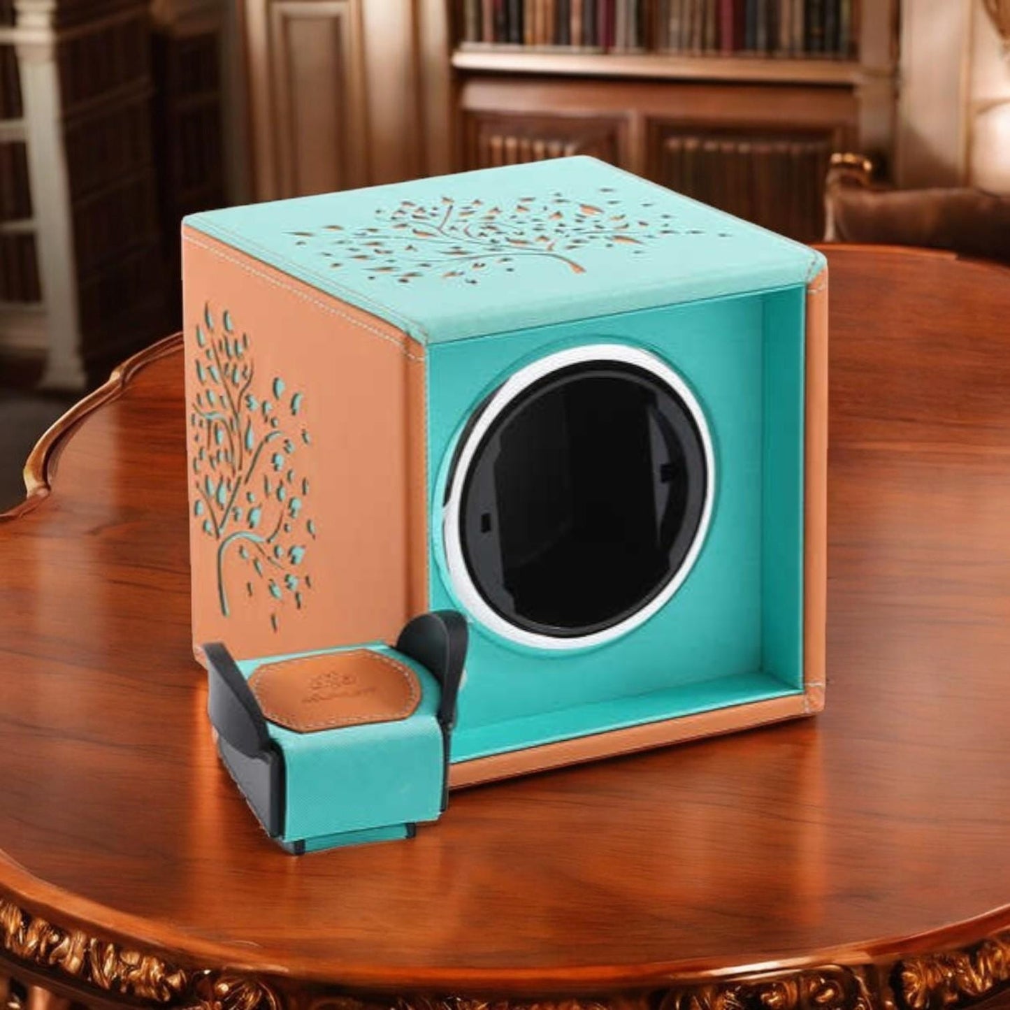 Automatic Watch Winder – Silent Mabuchi Motor | Compact Tech Watch Case with Charger Tiffany Blue Colour - My Store