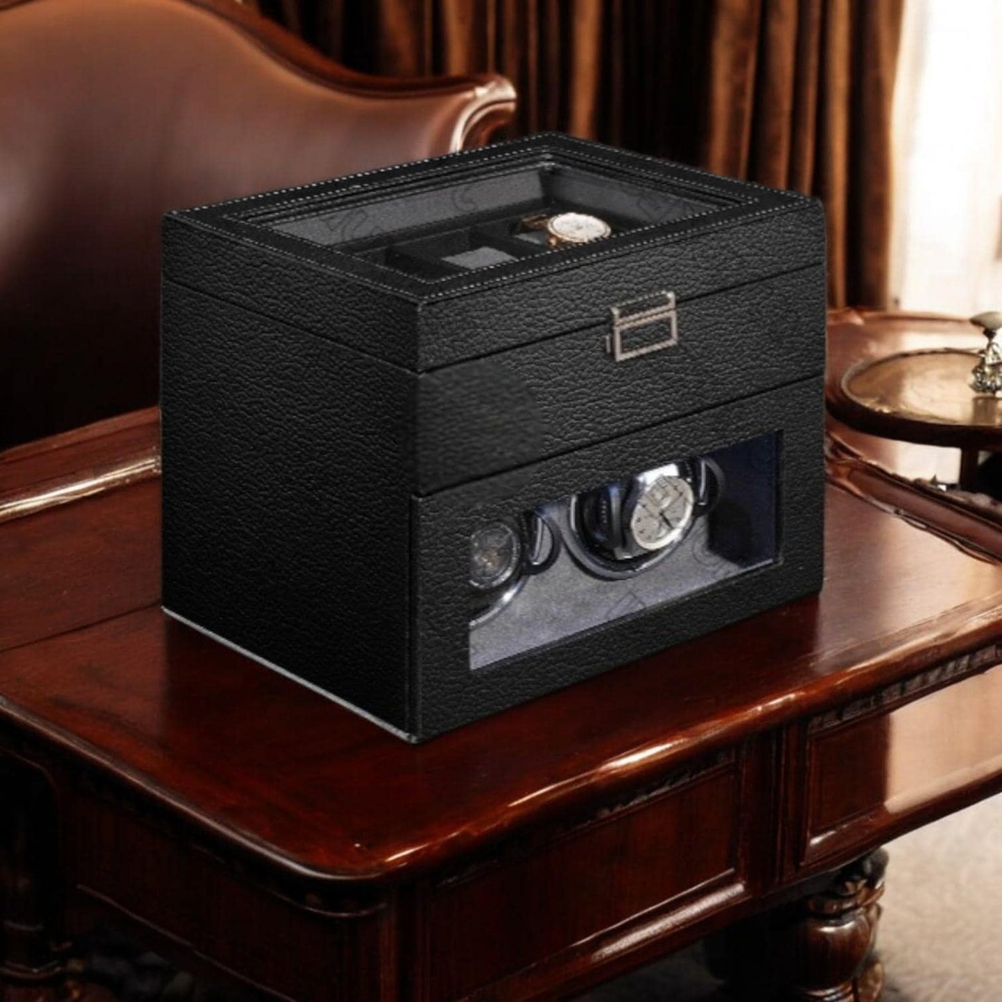 Luxury 6-Watch Winder Box with LED Light & Ultra-Quiet Motor β Automatic Watch Storage Solution - My Store