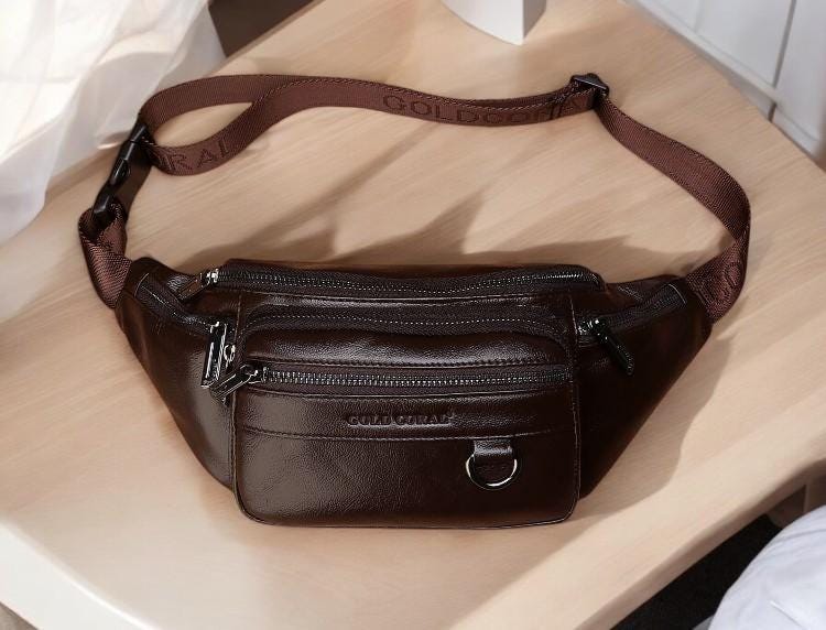 Premium Genuine Leather Fanny Pack for Men – Travel Waist Bag, Crossbody Chest Purse, Stylish Hip Bum Belt Bag for Comfort and Convenience - My Store