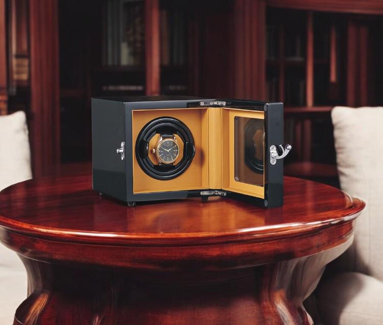 High-Quality Automatic Watch Winder Safe β Single Watch Winder Box with Open-Stop Feature, Leather & Wood Design - My Store