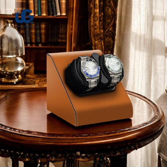 2-Slot Automatic Watch Winder | Leather Mechanical Shaker Box with Mabuchi Motor | Elegant Storage for Men’s Timepieces - My Store