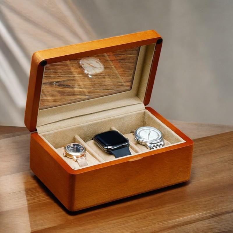 Perfect gift - Watch Box with Velvet Interior – Elegant Watch Storage Case for 3 or 6 Watches, Eco-Friendly Wooden Jewelry Organizer Gift - My Store