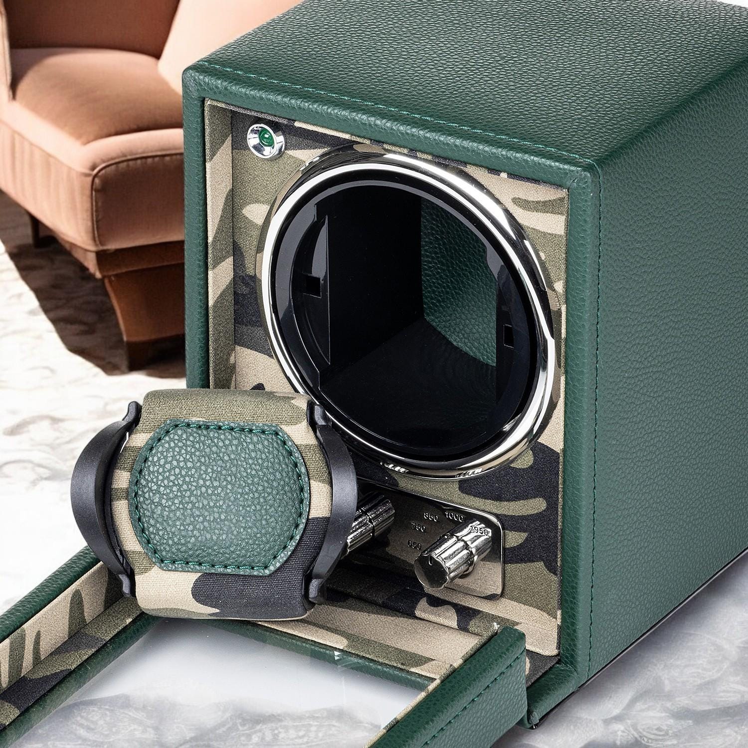 Automatic Watch Winder Display Box – Green & Black Single Winder for Men’s Watches – Elegant Gift for Watch Enthusiasts - My Store