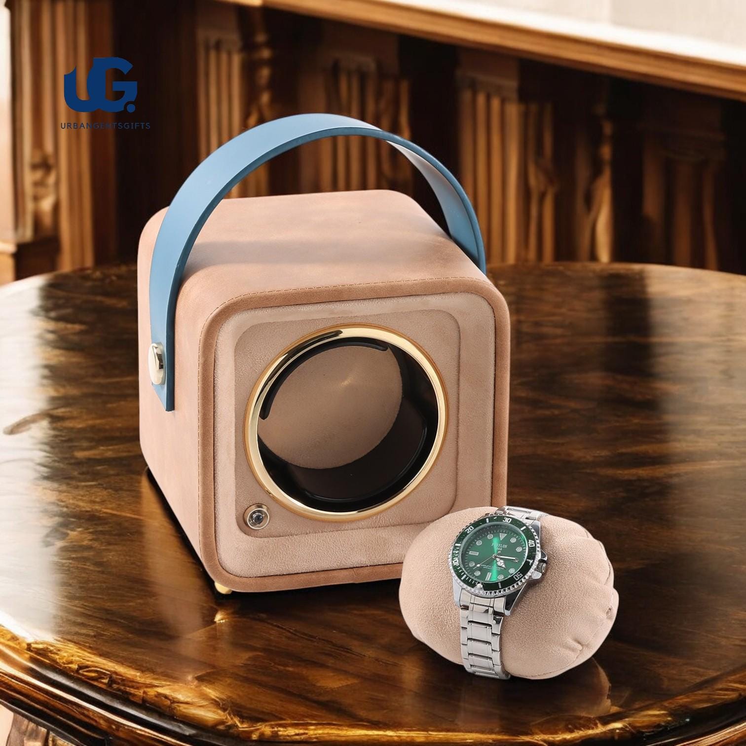 Compact Travel Watch Winder – Vegan Leather Box for Rolex, Patek & More | Quiet Gift-Ready Case - My Store