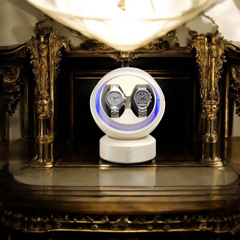 Automatic Watch Winder – Sleek 2-Slot Capsule Design with LED Ligh - My Store