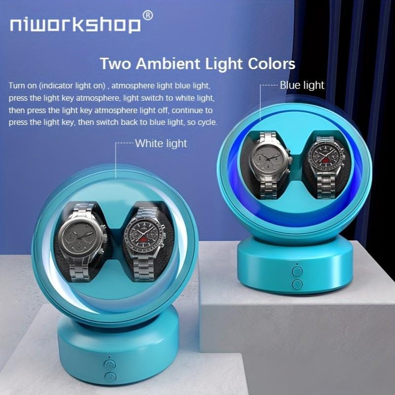 Automatic Watch Winder – Sleek 2-Slot Capsule Design with LED Ligh - My Store