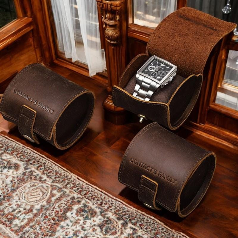 Leather Single Slot Watch Roll Case - Portable Travel Watch Holder & Jewelry Storage Pouch - My Store