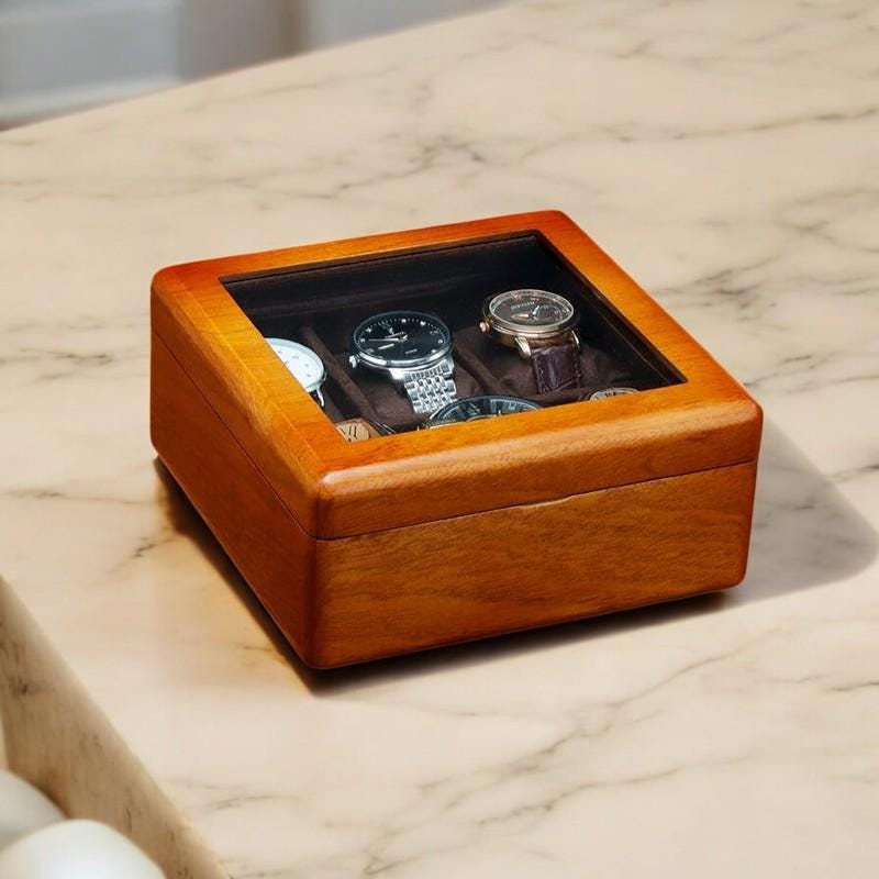 Perfect gift - Watch Box with Velvet Interior – Elegant Watch Storage Case for 3 or 6 Watches, Eco-Friendly Wooden Jewelry Organizer Gift - My Store