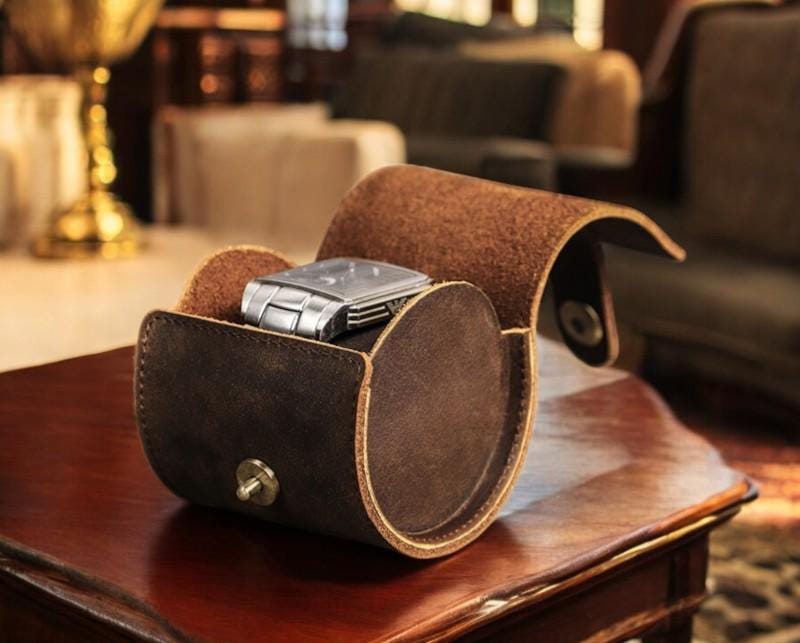 Leather Single Slot Watch Roll Case - Portable Travel Watch Holder & Jewelry Storage Pouch - My Store