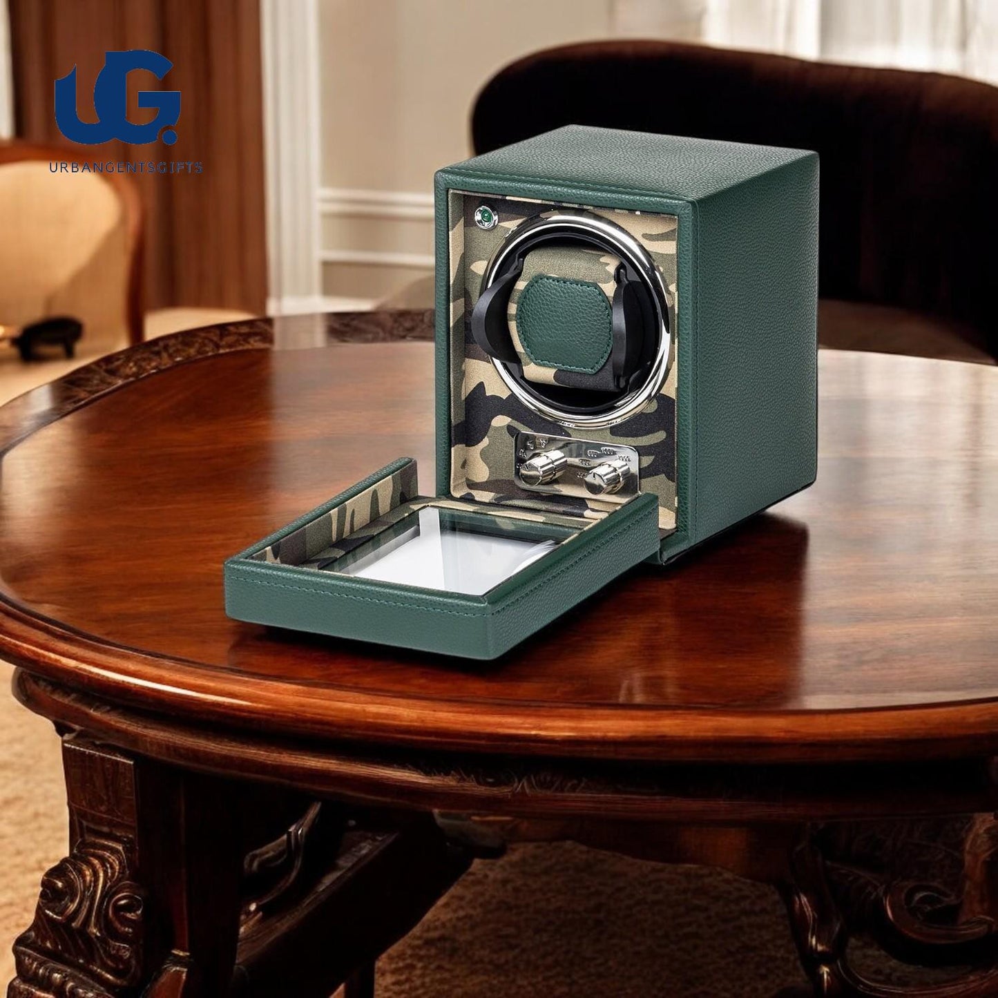 Automatic Watch Winder Display Box – Green & Black Single Winder for Men’s Watches – Elegant Gift for Watch Enthusiasts - My Store