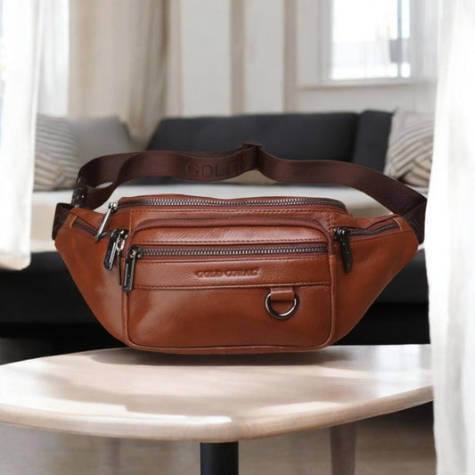 Premium Genuine Leather Fanny Pack for Men –  Travel Waist Bag, Crossbody Chest Purse, Stylish Hip Bum Belt Bag for Comfort and Convenience - My Store