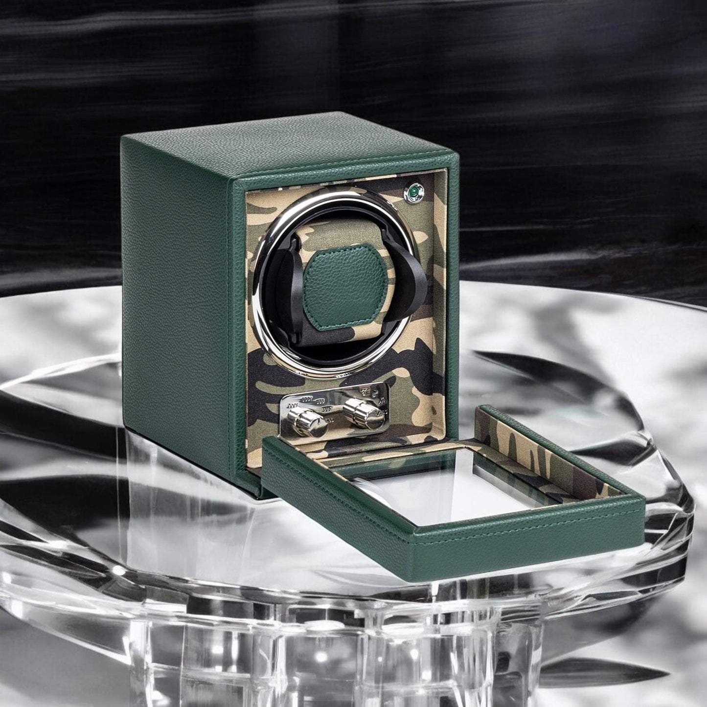 Automatic Watch Winder Display Box – Green & Black Single Winder for Men’s Watches – Elegant Gift for Watch Enthusiasts - My Store