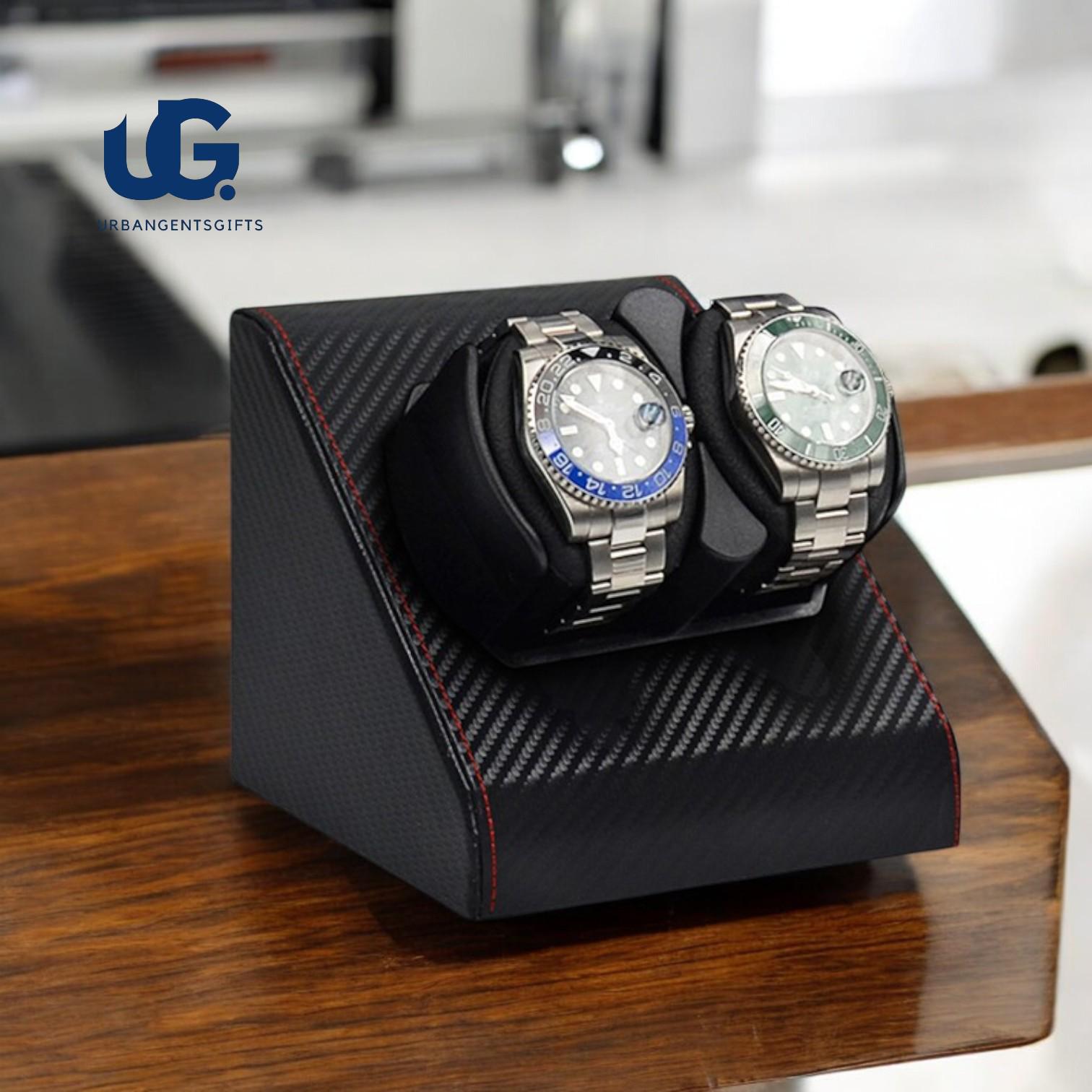 2-Slot Automatic Watch Winder | Leather Mechanical Shaker Box with Mabuchi Motor | Elegant Storage for Men’s Timepieces - My Store