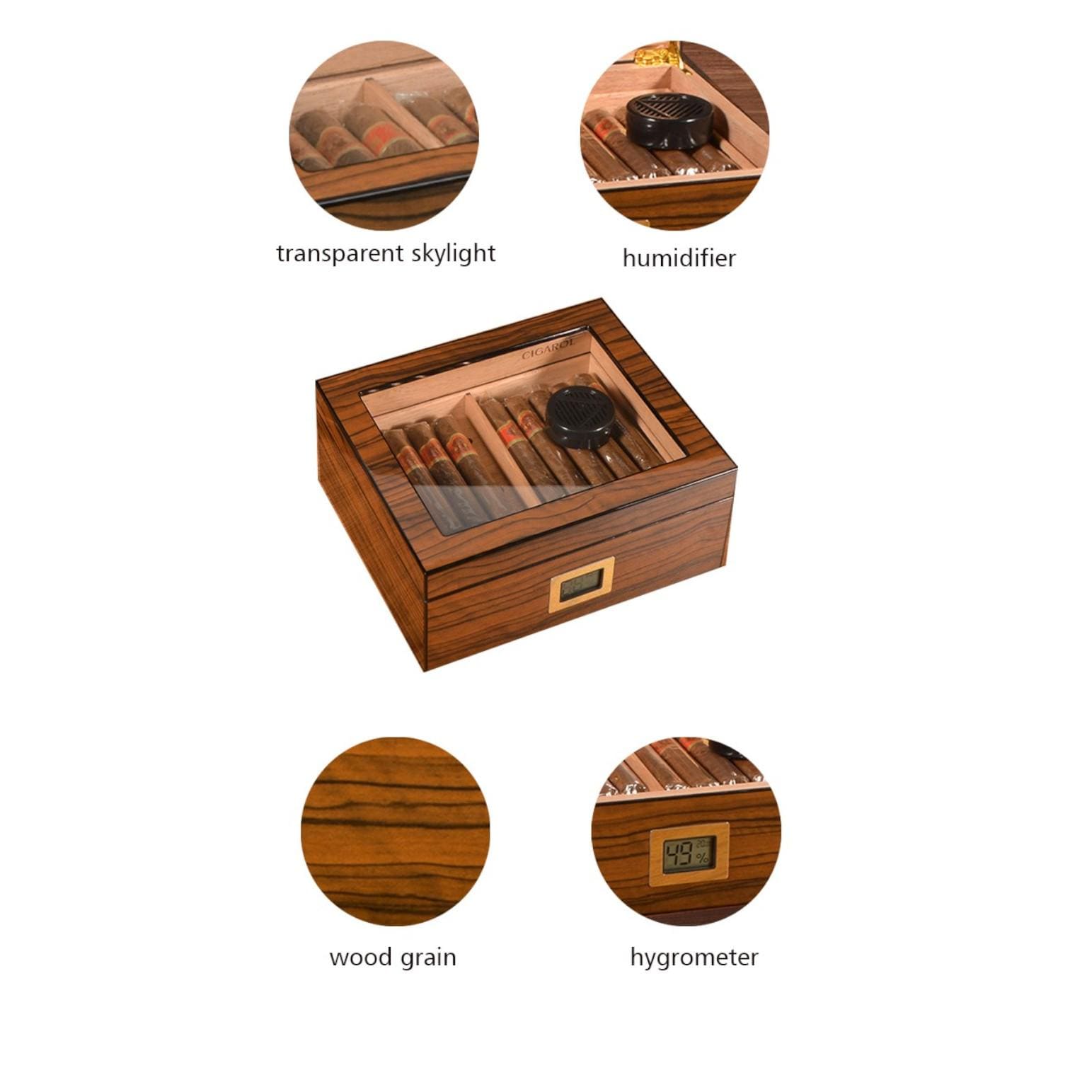 Cigar Humidor Box Cigar Storage | Elegant Humidor with Hygrometer | Fathers Day  Gift for Cigar Lovers - My Store