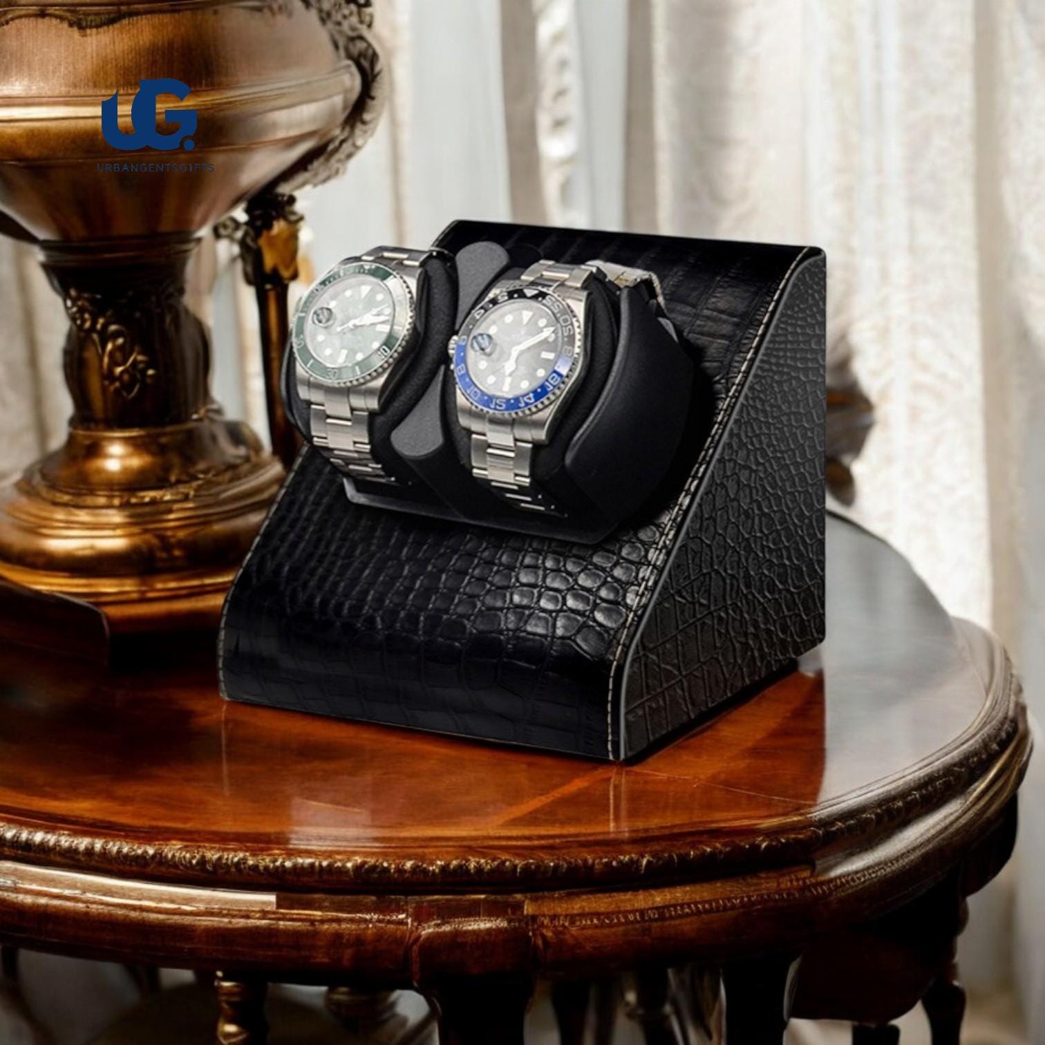 2-Slot Automatic Watch Winder | Leather Mechanical Shaker Box with Mabuchi Motor | Elegant Storage for Men’s Timepieces - My Store