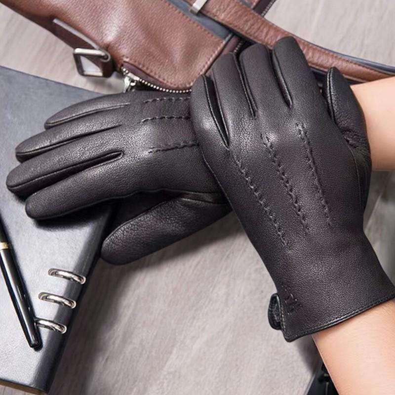 Black Leather Gloves - Soft, Warm & Stylish Winter Gloves for Men-Women - Premium Quality, Soft Leather, Perfect Gift - My Store