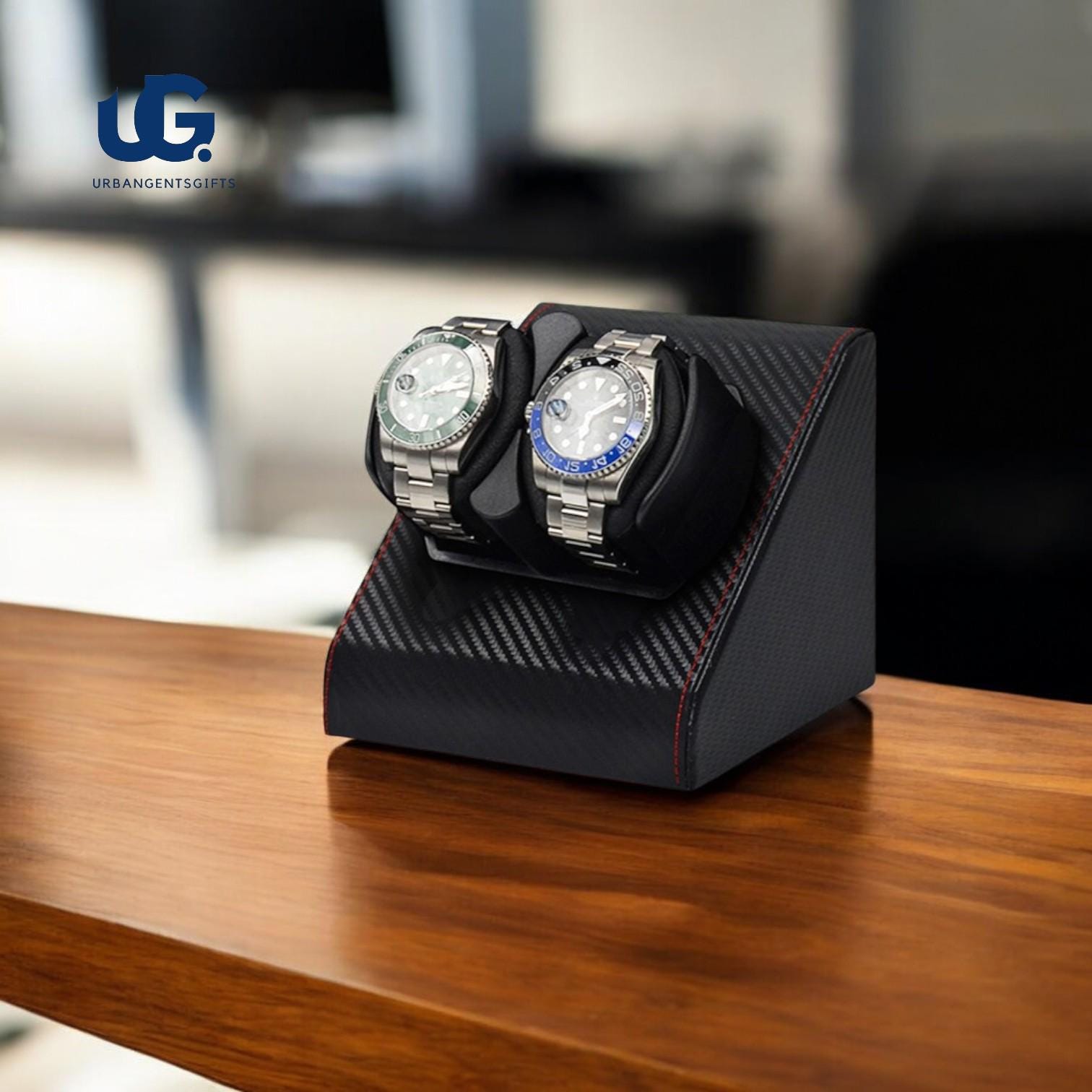 2-Slot Automatic Watch Winder | Leather Mechanical Shaker Box with Mabuchi Motor | Elegant Storage for Men’s Timepieces - My Store