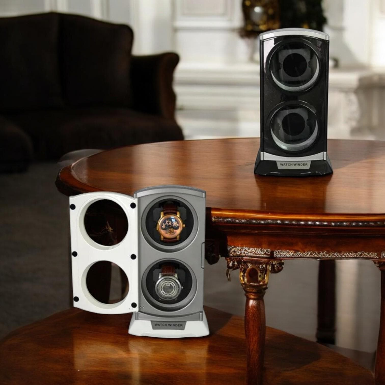 Double Watch Winder - Silent Automatic Rotating Mechanical Watch Winder Storage Box for Men’s Watches" - My Store