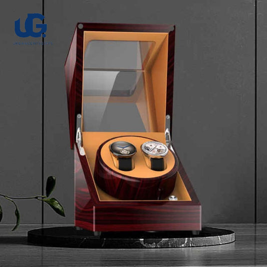 Double Watch Winder – 2 Slot Wood & Leather Box, Silent Motor, Open-Stop Function, Safe Storage for Collectors - My Store