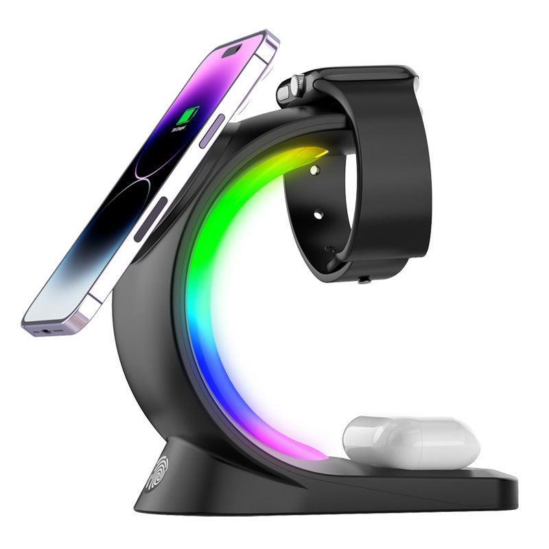 Fast Magnetic Wireless Charger – Sleek RGB Glow, Touch Contro l, Smart Safe Charging Pad (Black or White) - My Store