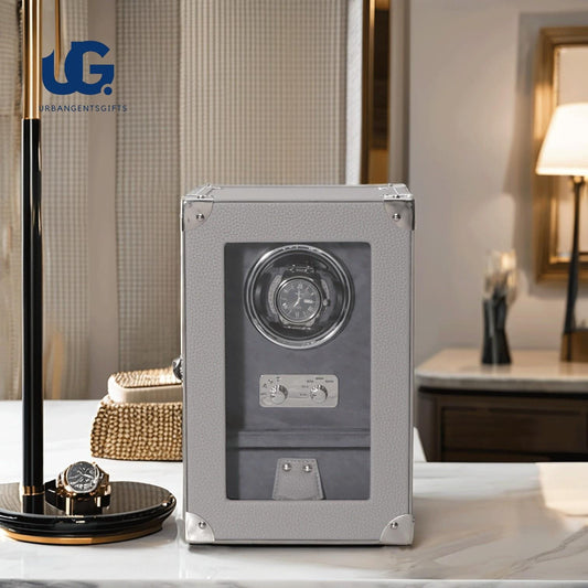 Modern Smart Watch Winder – Unique Design, Rich Gray Finish, Ultra-Quiet Motor, Luxury Display Box for Automatic Watches - My Store