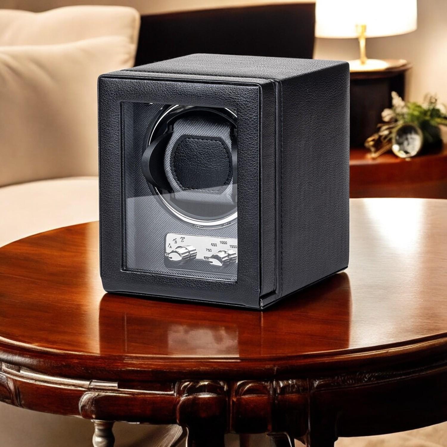 Automatic Watch Winder Display Box – Green & Black Single Winder for Men’s Watches – Elegant Gift for Watch Enthusiasts - My Store