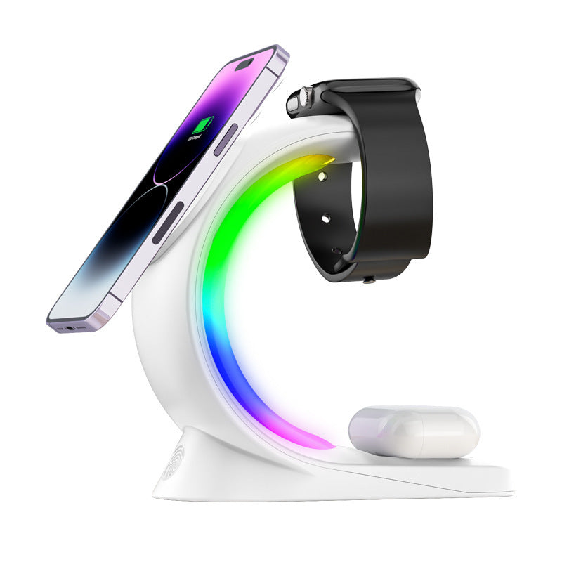 Fast Magnetic Wireless Charger – Sleek RGB Glow, Touch Contro l, Smart Safe Charging Pad (Black or White) - My Store