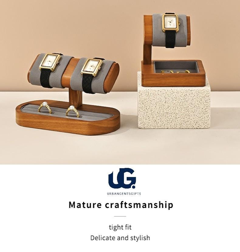 Wooden Watch Stand & Bracelet Organizer,Men’s Watch Display Rack, Jewelry Storage for Watches  Bracelets, Elegant Wooden Watch Rack for Men - My Store