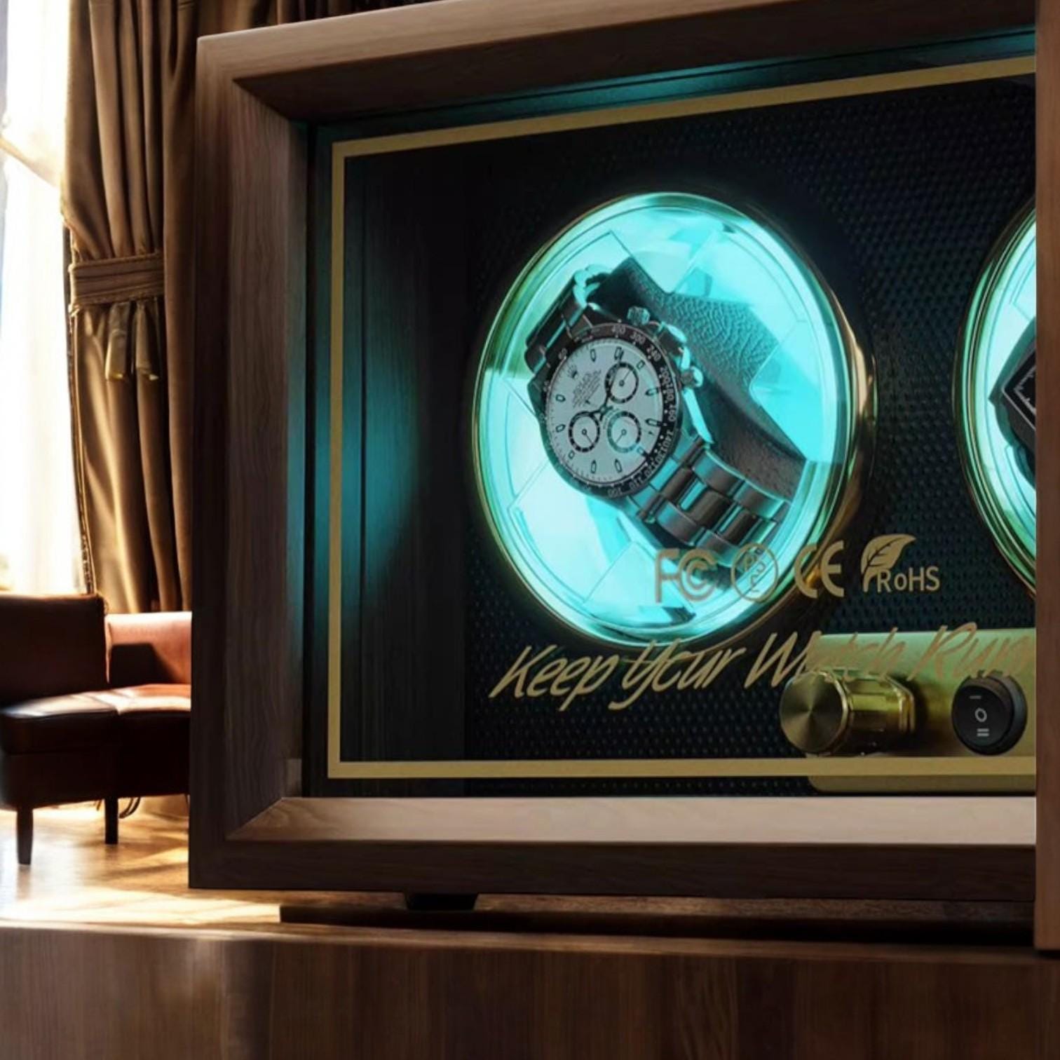 Wood Watch winder , Battery-Powered Solid Wood Dual Watch Winder - My Store